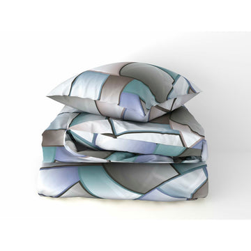 Pierre Cardin Lucas Grau Bettdeckenbezug mit modernem 144 Fäden Design in Grau-, Blau- und Weißtönen.