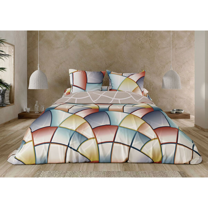 Pierre Cardin Lucas Bettbezug in Braun mit geometrischem Muster und 144 Fäden.