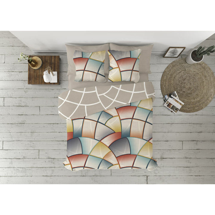 Pierre Cardin Lucas Bettbezug mit geometrischem Muster in Braun und Beige.