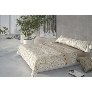 Beige Pierre Cardin Bettwäsche-Set mit geometrischem Muster für Doppelmatratze.
