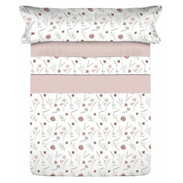 Einzelmatratze Bettwäsche-Set mit floralem Muster in Rosa und Weiß.