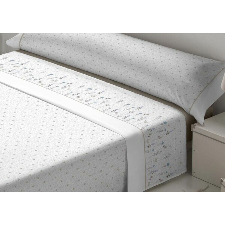 Elfenbein Bettwäsche-Set mit floralem Muster für King Size Bett. Weiße Farbe.