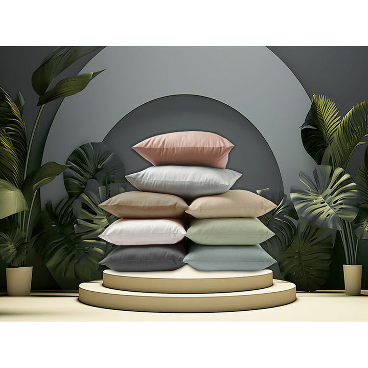 Stapel von Happy Home Leinen Kissenbezüge Double Size in verschiedenen Farben.