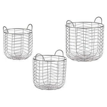 Silberfarbene Metallkörbe mit Griffen, 3er Set - homely Family Shop