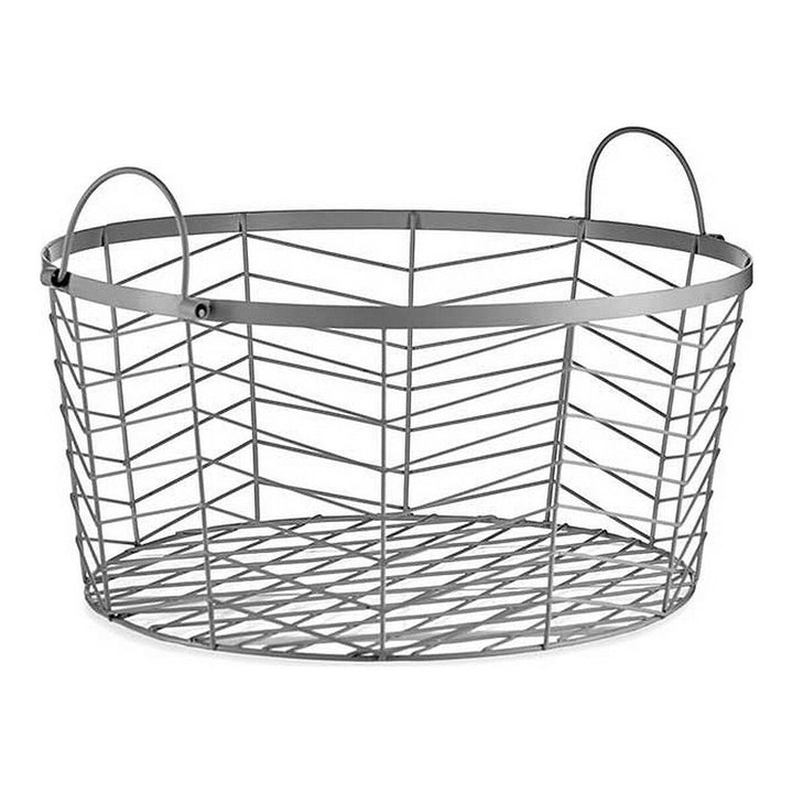 Silberfarbener Metallkorb mit Griffen für Aufbewahrung - homely Family Shop