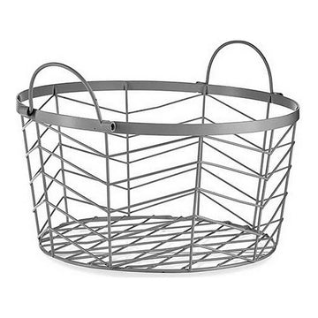 Silberfarbener Metallkorb mit Griffen, modernes Design - homely Family Shop