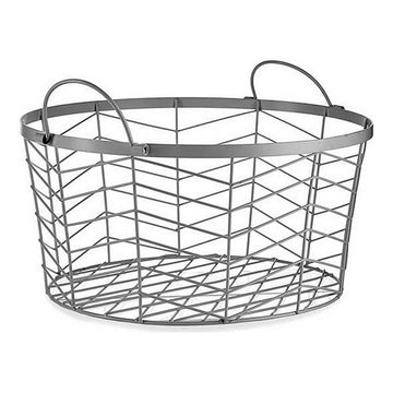 Silberfarbener Metall Korbsatz mit Drahtdesign und Griffen - homely Family Shop
