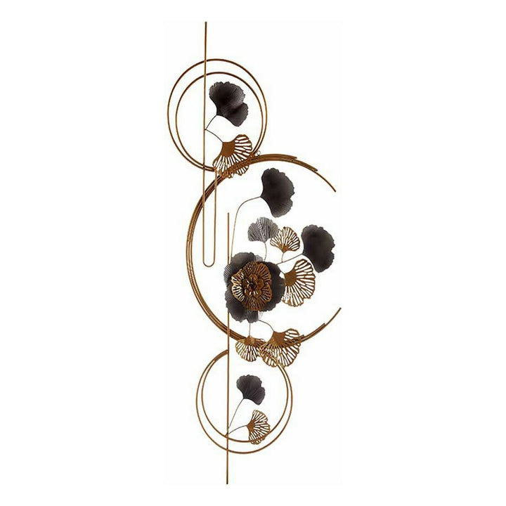 Blomster Wandbild aus Metall in Gold und Kupfer mit Blumen- und Blätterdesign.