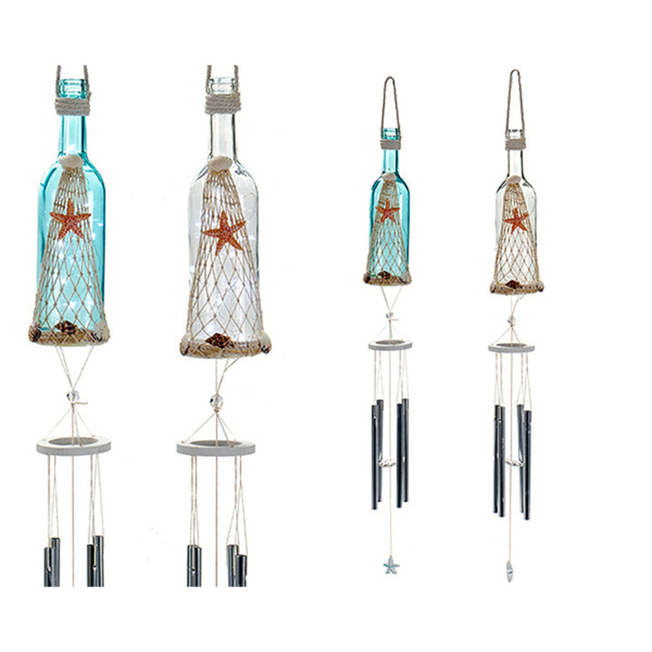 LED-Lichter mit Flaschen und Windspiele Deko - homely Family Shop