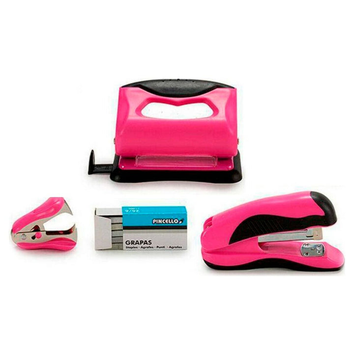 Pincello Hefter Set in Pink und Schwarz mit Locher und Klammerentferner - homely Family Shop