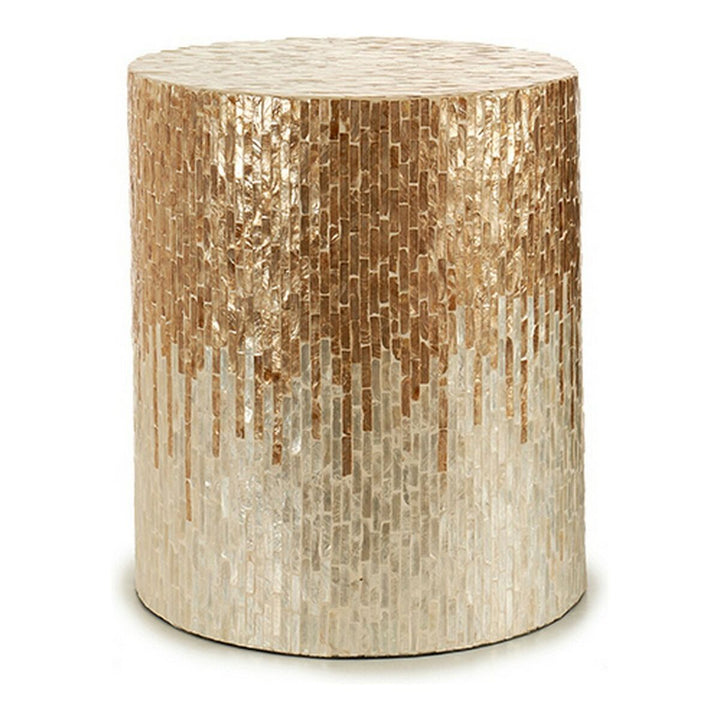 Goldener Hocker mit Perlmutt Effekt und Spanplatte - homely Family Shop