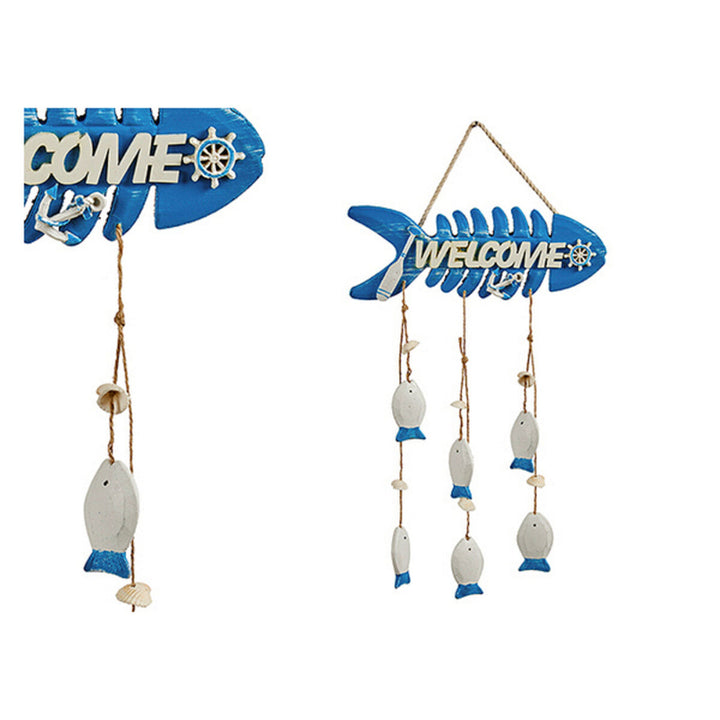Blaue Fisch Deko mit Anhängern und Willkommensgruß - homely Family Shop