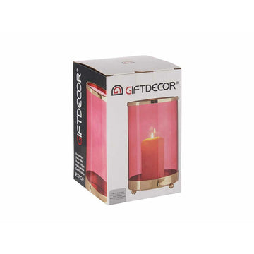 Kerzenschale Rosa Gold Zylinder im Karton. Glas und Metall Details.