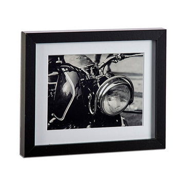 Schwarzer Bildrahmen mit Motorrad Foto. Spanplatte, 23x3x28 cm.