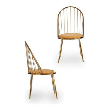 Goldener Stuhl mit Senf Sitz und Stangen Design - homely Family Shop