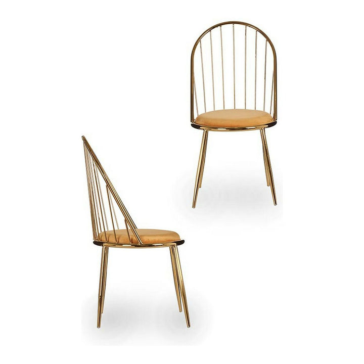 Goldener Stuhl mit Senf Sitz und Stangen Design - homely Family Shop