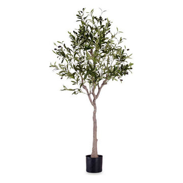 Ibergarden Olivenbaum aus Kunststoff und Eisenkabel mit grünen Blättern und schwarzen Oliven.