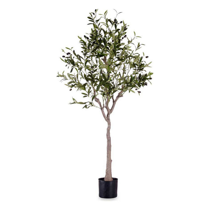 Ibergarden Olivenbaum aus Kunststoff und Eisenkabel mit grünen Blättern und schwarzen Oliven.