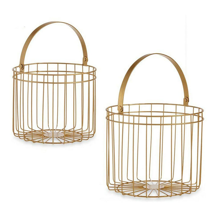 Zylindrische Gold Metall Körbe mit Griff - Homely Family Shop
