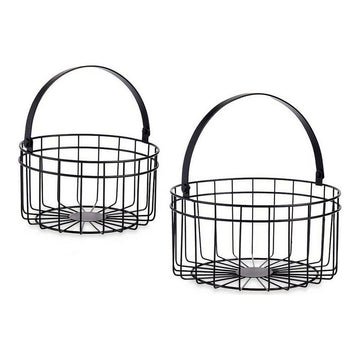 Zwei schwarze Metallkörbe mit Griff, 25x27x25 cm - homely Family Shop