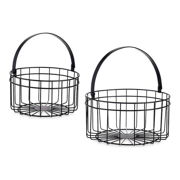 Zwei schwarze Metallkörbe mit Griff, 25x27x25 cm - homely Family Shop