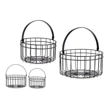 Draufsicht von schwarzen Metallkörben mit Griff, 2er-Set - homely Family Shop