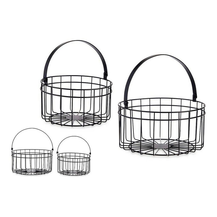 Draufsicht von schwarzen Metallkörben mit Griff, 2er-Set - homely Family Shop
