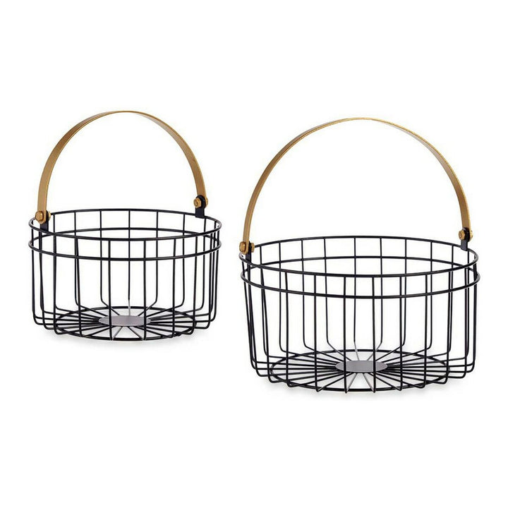 Zwei schwarze Metallkörbe mit goldenen Griffen - homely Family Shop