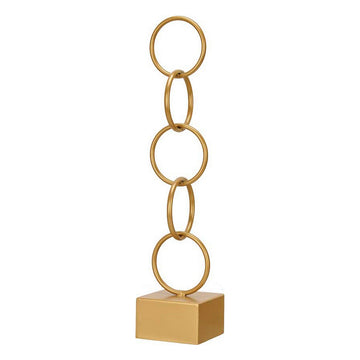 Goldene Deko-Figur mit Metallringen auf Sockel - homely Family Shop