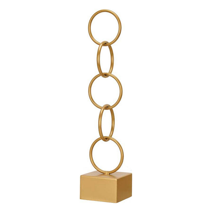 Goldene Deko-Figur mit Metallringen auf Sockel - homely Family Shop