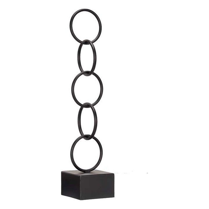 Schwarze Metallringe Deko-Figur auf Sockel - modernes Design für Zuhause - homely Family Shop