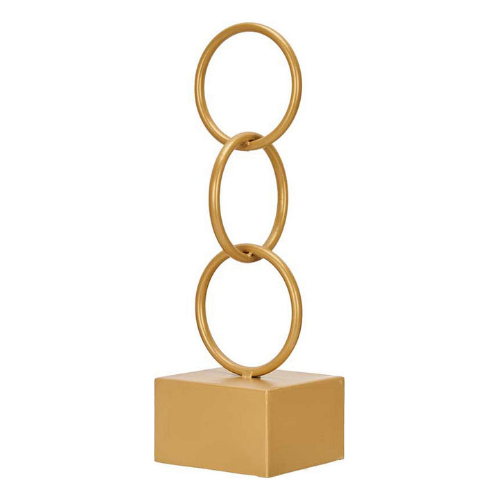 Goldene Deko-Figur mit Metallringen auf quadratischer Basis - homely Family Shop
