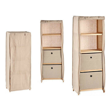 Regal Kipit Holz mit Schubladen und Textilbezug in Beige - homely Family Shop