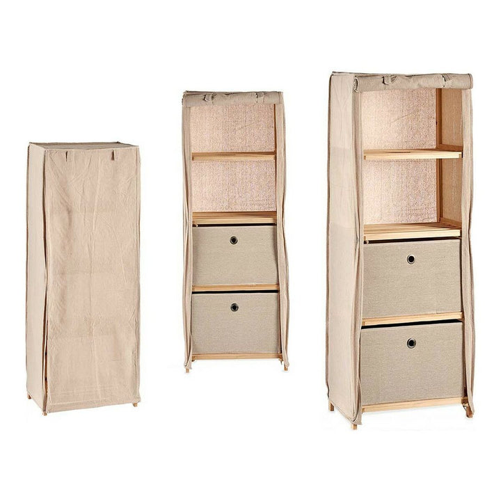Regal Kipit Holz mit Schubladen und Textilbezug in Beige - homely Family Shop