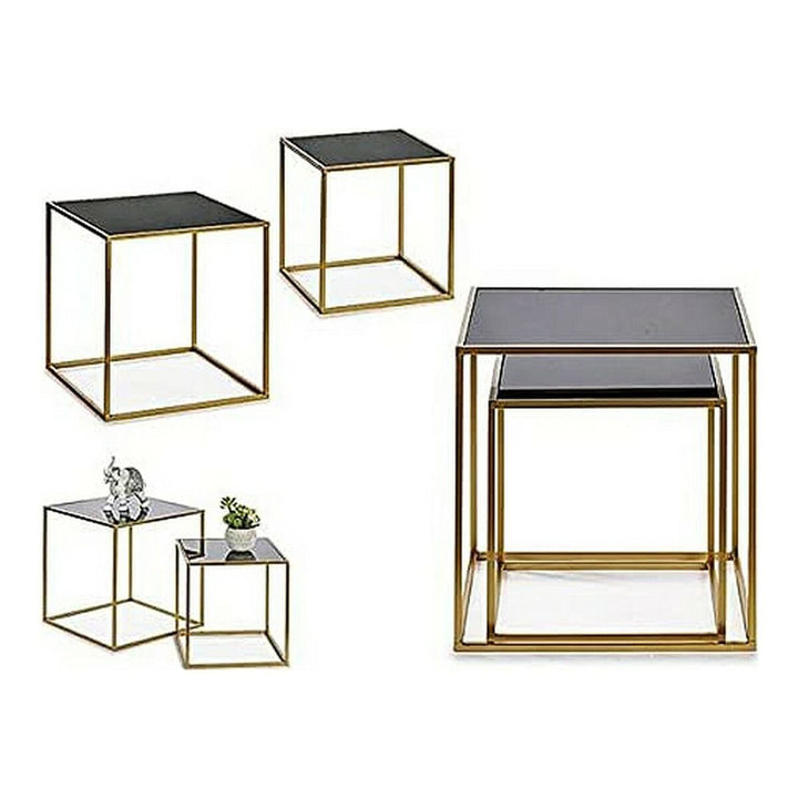 Schwarze Tische mit goldenen Rahmen, 50x50 cm - homely Family Shop