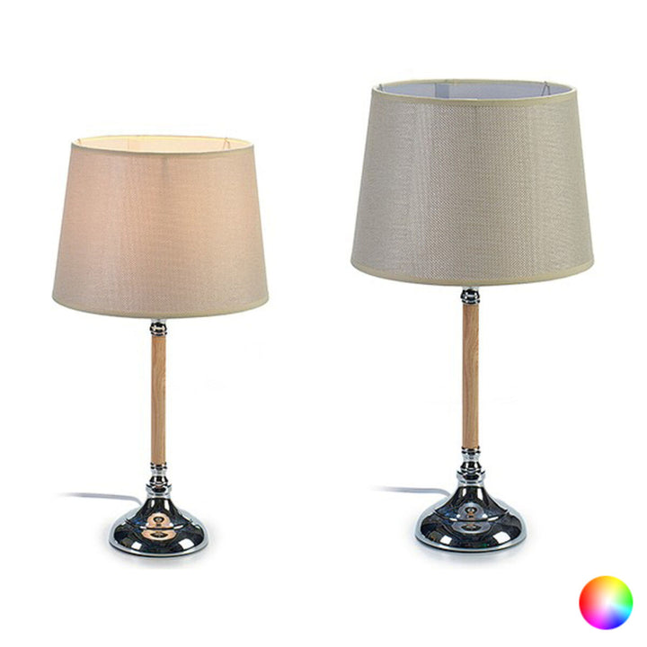 Tischlampe mit Holzfuß und beigem Schirm - Homely Family Shop