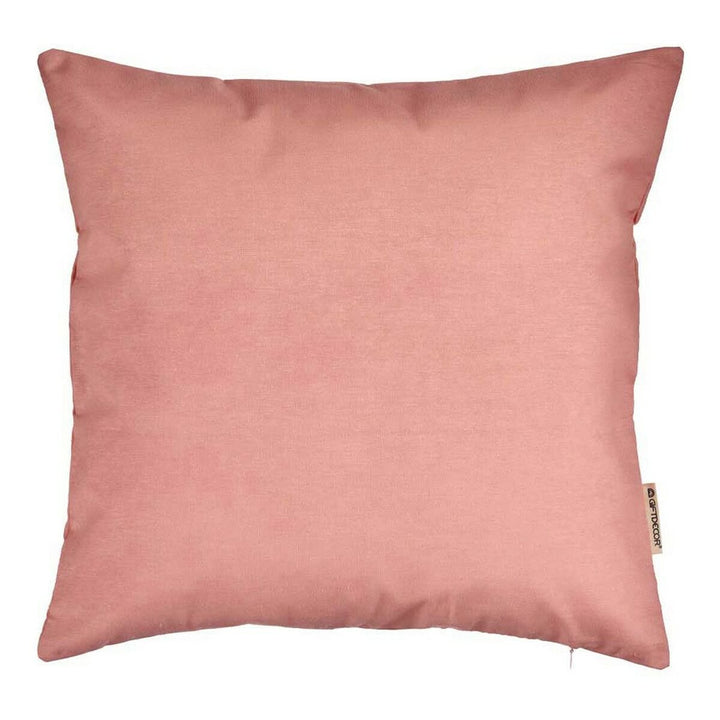 Rosa Kissenbezug aus Stoff. Quadratischer Bezug für Kissen.