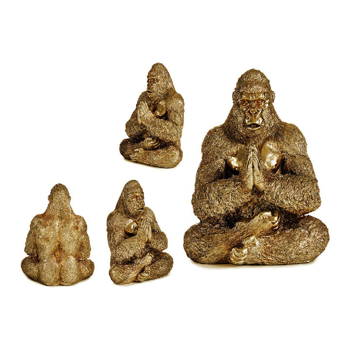 Goldene Yoga Gorilla Figur Deko, sitzende Pose - homely Family Shop