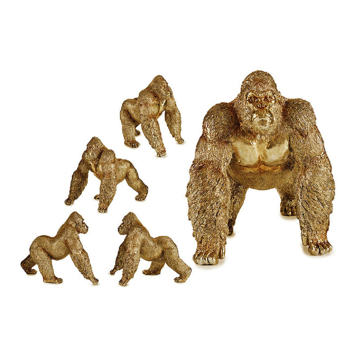 Goldfarbene Gorilla Harz Deko-Figur, 30x35x44 cm - homely Family Shop