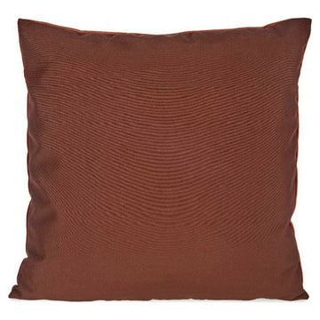 Quadratisches Kissen aus orangefarbenem Polyester Samt mit Naht.