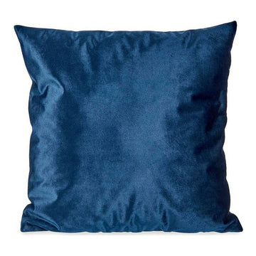 Blaues Samt Kissen aus Polyester, quadratisch (45x45cm). Weiche Textur.