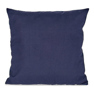 Blaues Samt Kissen aus Polyester, quadratisch.