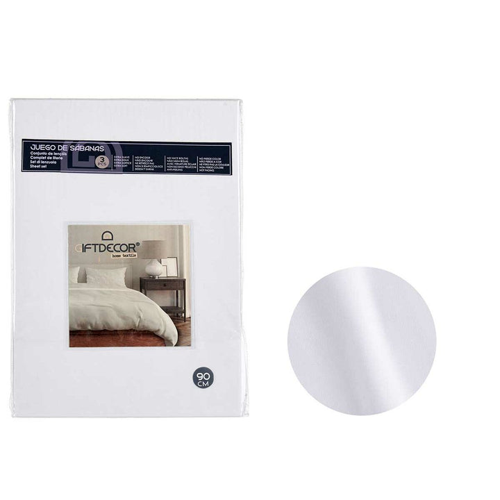 Weißes Bettwäsche-Set für Einzelmatratze, 3-teilig, extra weiche Stoffqualität.