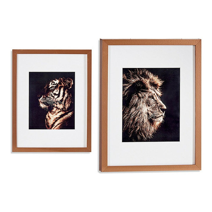 Bronze gerahmte Tiger- und Löwenbilder auf Spanplatte - homely Family Shop