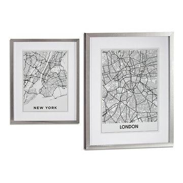 Silberholz Bild mit London New York Karten - homely Family Shop