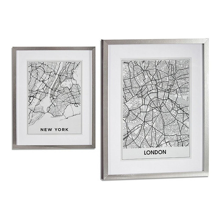 Silberholz Bild mit London New York Karten - homely Family Shop