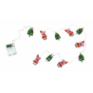 Peppa Pig Lichterkette mit Weihnachtsmannkostüm und Weihnachtsbäumen für gemütliche Atmosphäre.
