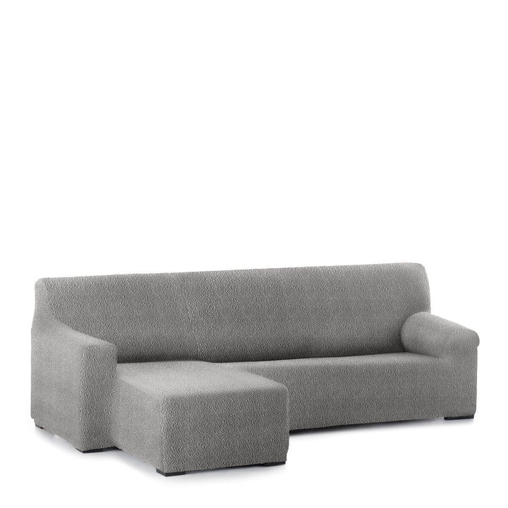 Hellgrauer Chaiselongue Bezug ROC Eysa mit kurzem Arm links. Flauschiger Stoff.