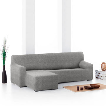 Helles graues Eysa ROC Chaiselongue Bezug mit kurzem Arm links, strukturiert und passgenau.