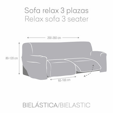 Grauer Sofabezug für 3-Sitzer Relax Sofa mit Maßen. Bielastischer Bezug.